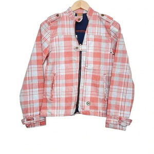 Merrell Womes Plaid Jacket Coral Full Zip Size XS